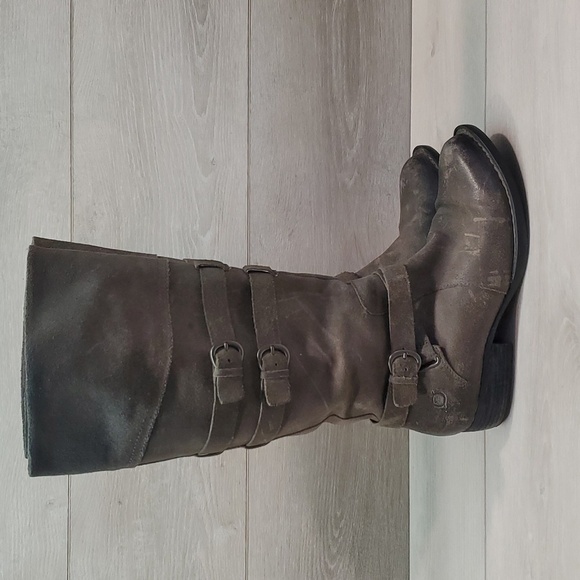 Born Women IVY Comfort Distressed Leather Moto Tall Riding Shoes Boots sz 7.5 - Picture 2 of 12